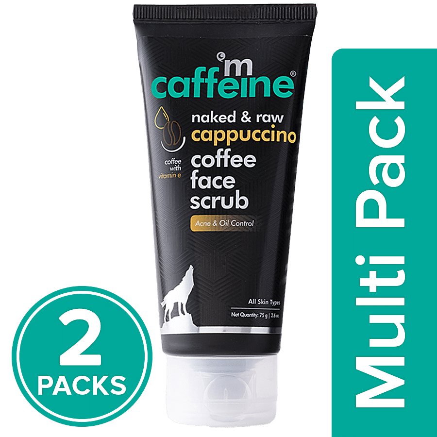 mCaffeine Naked & Raw Cappuccino Coffee Face Scrub - Exfoliates