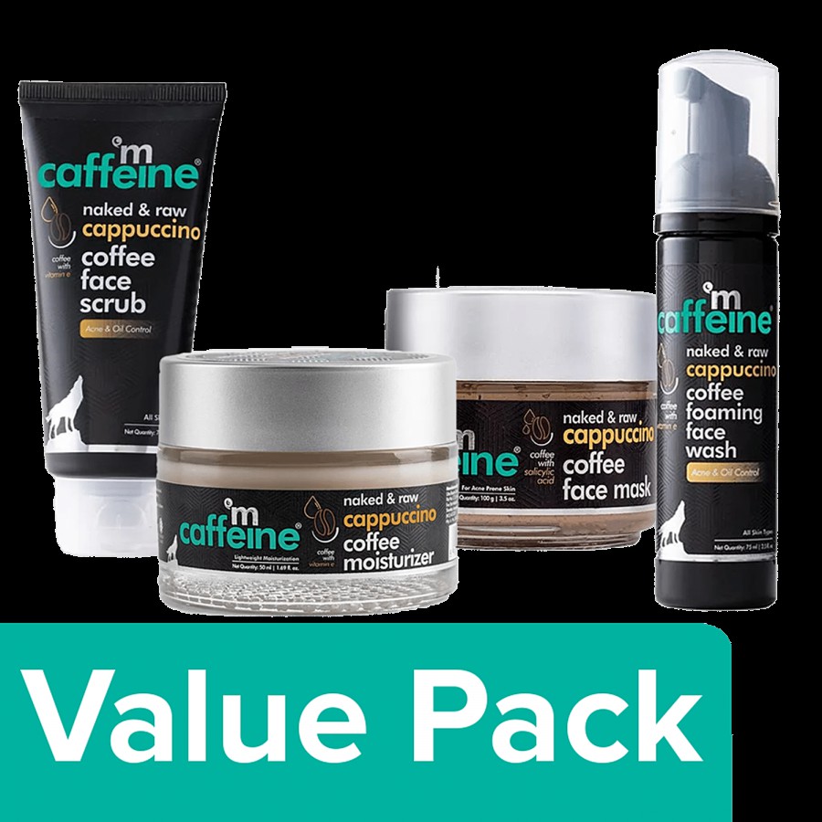 mCaffeine Acne Control Kit With Face Scrub - Cappuccino Coffee Routine