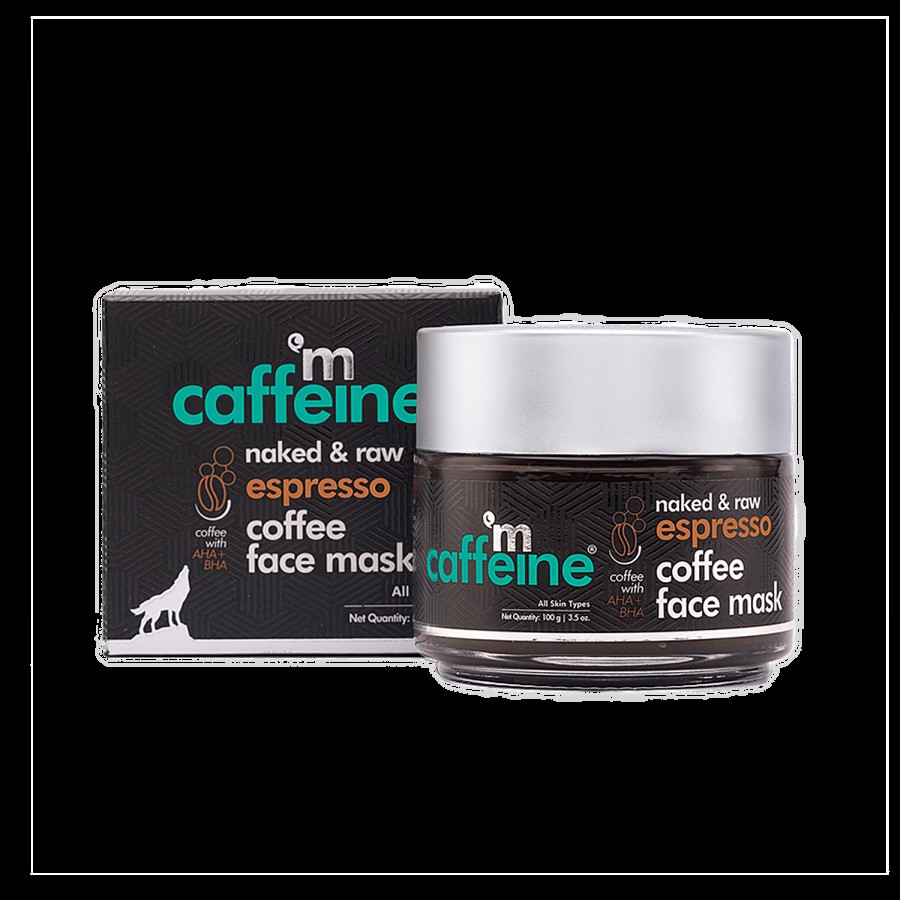 mCaffeine Exfoliating Espresso Coffee Face Mask/Pack - With Natural AHA & BHA