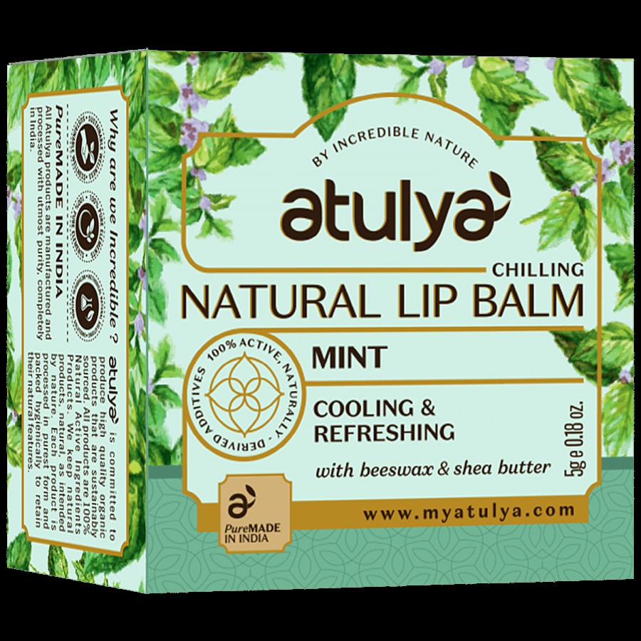 Atulya Chilling Natural Lip Balm - With Beeswax & Shea Butter