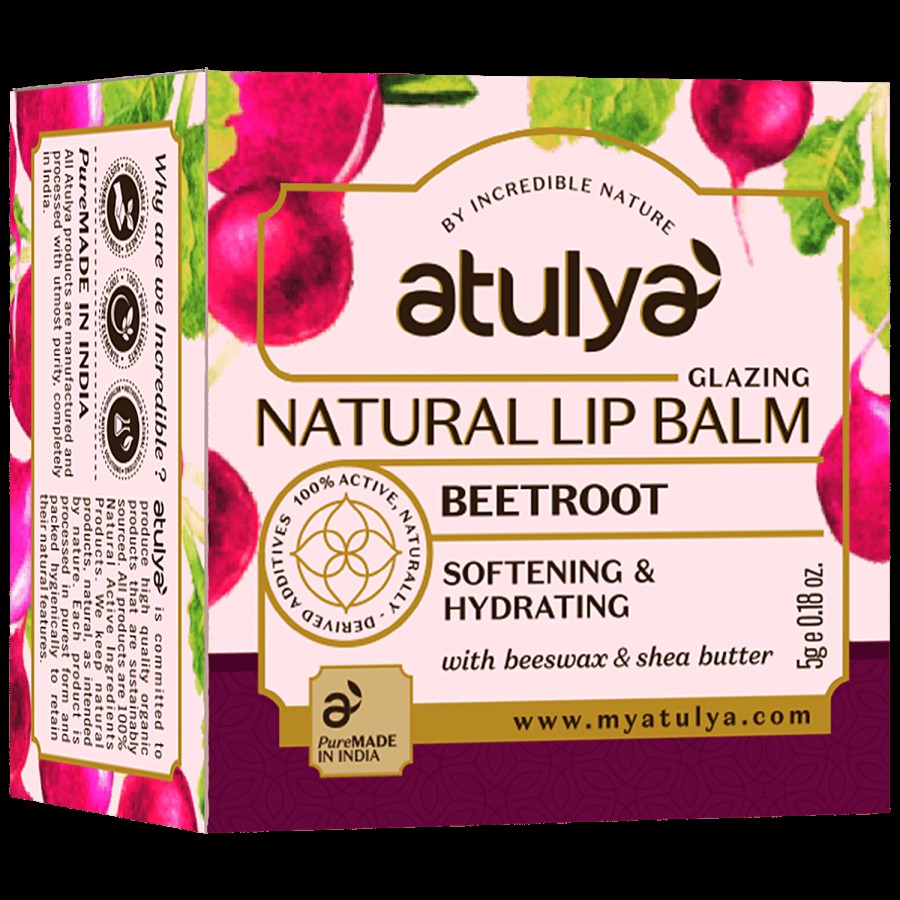 Atulya Glazing Natural Beet Root Lip Balm - With Beeswax