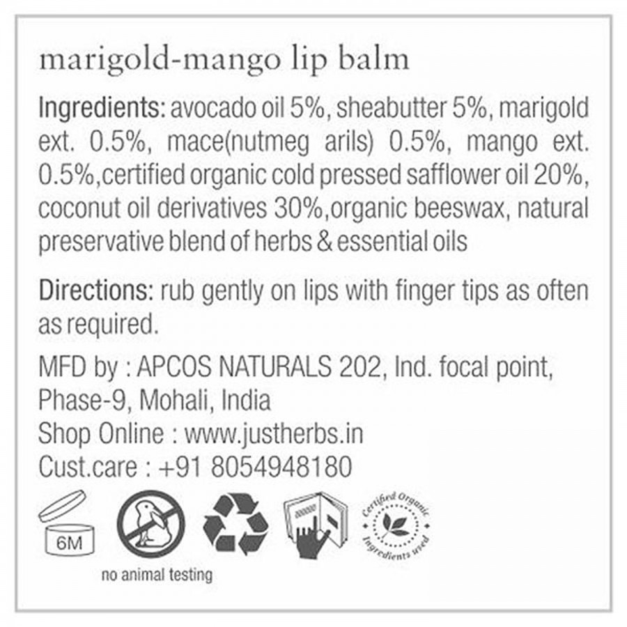 Just Herbs Marigold & Mango Lip Contour Balm