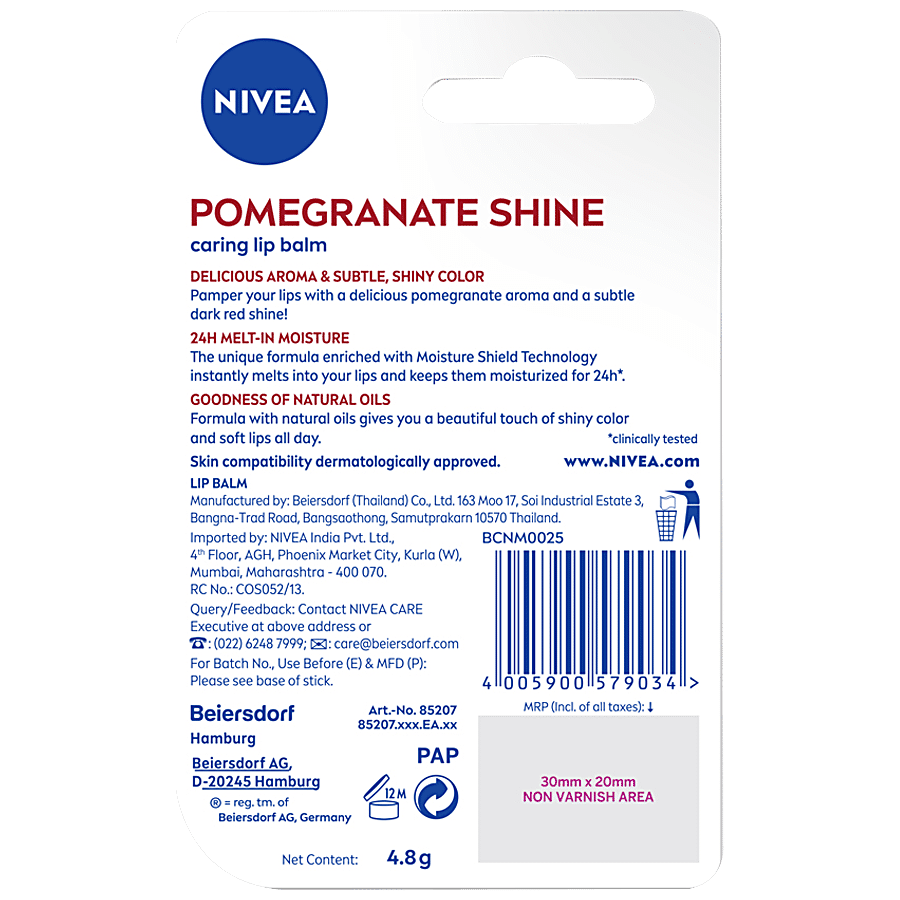 NIVEA Pomegranate Shine Lip Balm - 24h Moisture With Natural Oils