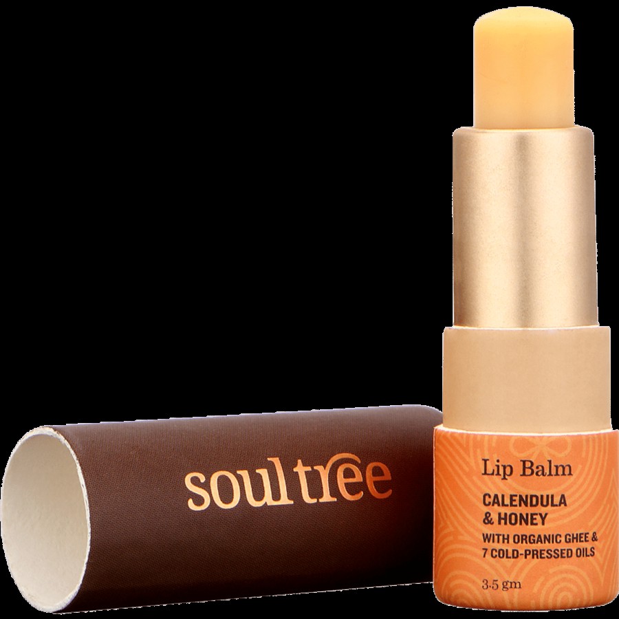 Soultree Ayurvedic Lip Balm - Calendula & Honey With Organic Ghee & 7 Cold Pressed Oils