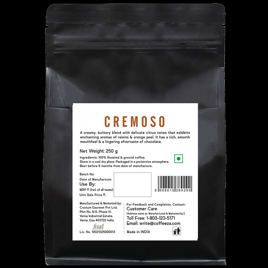 Coffeeza Cremoso Ground Coffee - Coarse Grind