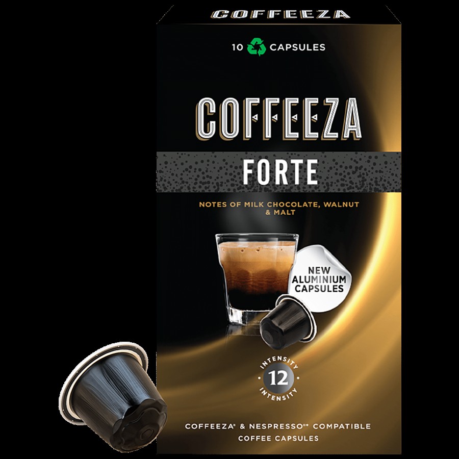 Coffeeza Forte Aluminium Coffee Capsules - Notes Of Milk Chocolate