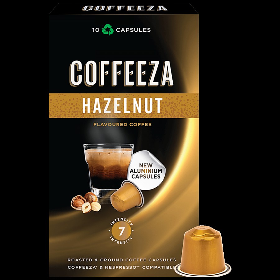 Coffeeza Hazelnut Flavoured Aluminium Coffee Capsules - Roasted & Ground