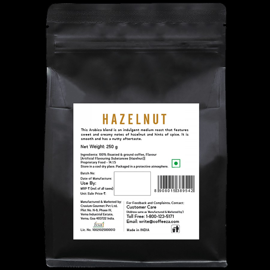 Coffeeza Hazelnut Flavoured Ground Coffee - Coarse Grind