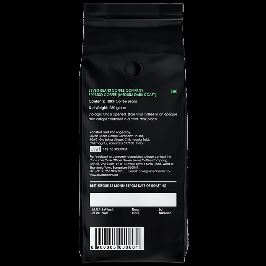 Seven Beans Spresso Medium Dark Roast Ground Coffee - Whole Beans