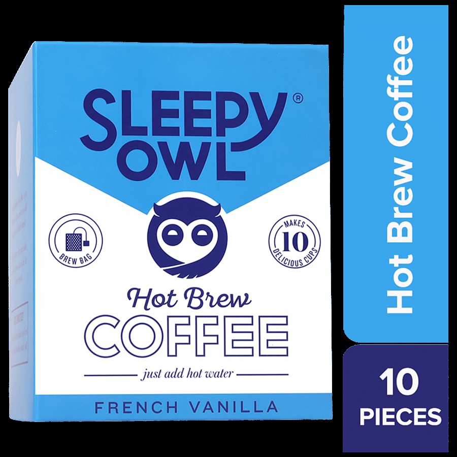 Sleepy Owl French Vanilla Hot Brew Bags - Fine Arabica Beans Blend