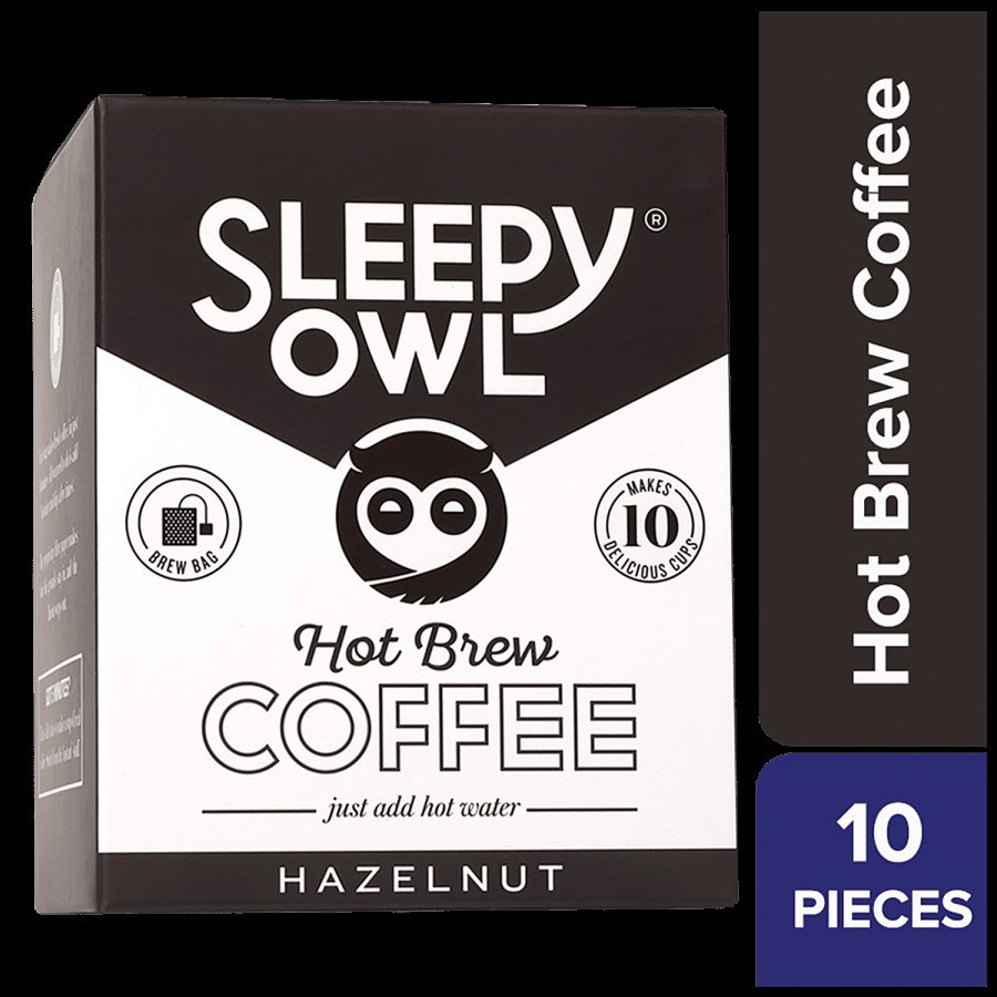 Sleepy Owl Hazelnut Hot Brew Bags - High Quality Arabica Beans Blend