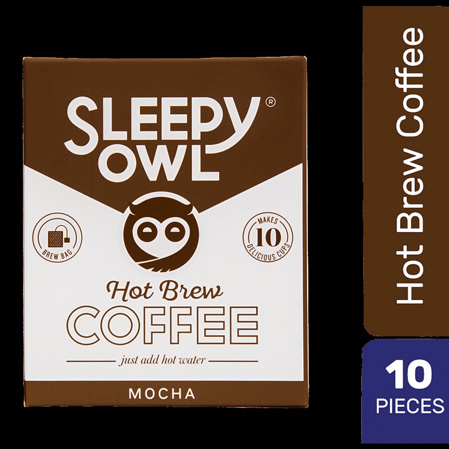 Sleepy Owl Hot Brew Mocha Bags - High Quality Arabica Beans Blend