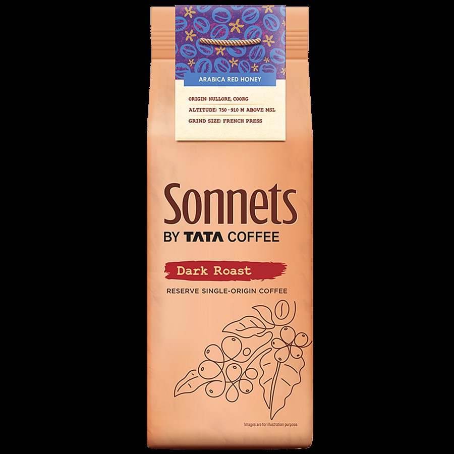 Sonnets by TATA Coffee Arabica Red Honey Dark Roast French Press Grind