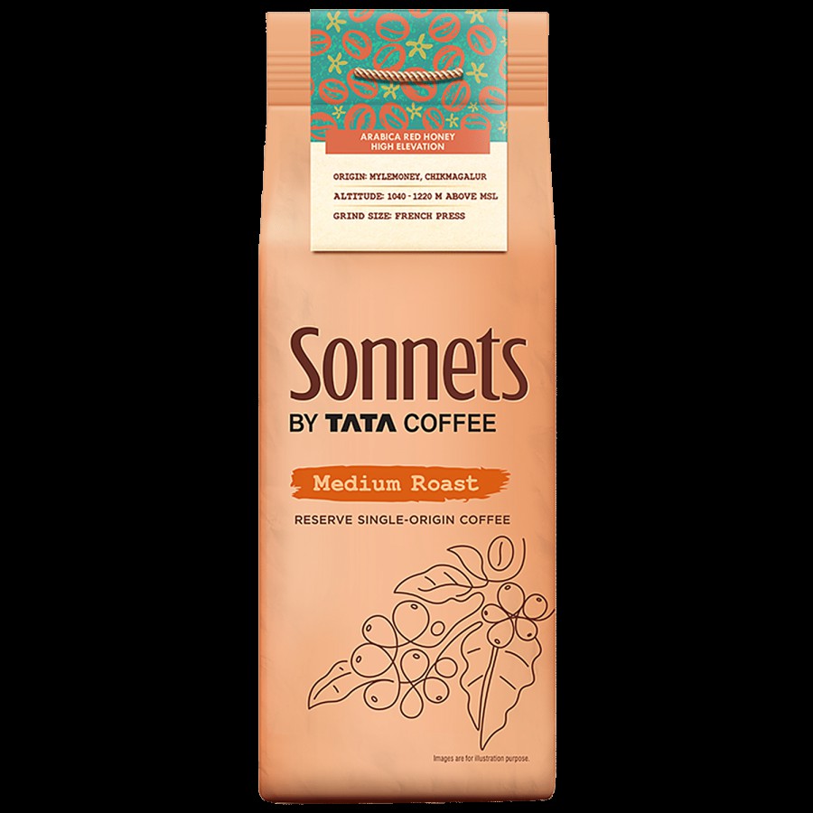 Sonnets by TATA Coffee Arabica Red Honey High Elevation Medium Roast French Press Grind