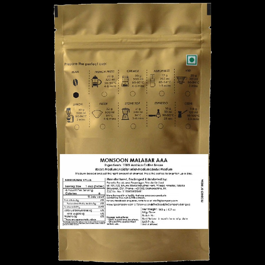 TGL Co. Monsoon Malabar AAA Roasted 100% Arabica Coffee Beans