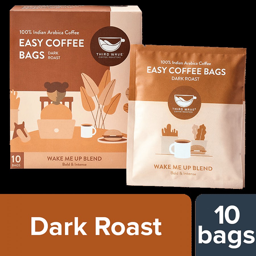 THIRD WAVE COFFEE Wake Me Up Blend Easy Arabica Dark Roast - Bold & Intense Flavour