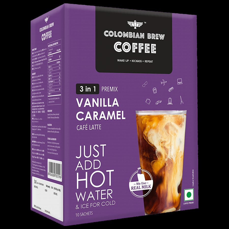 Colombian Brew Coffee 3 In 1 Vanilla Caramel Cafe Latte - Coffee Premix