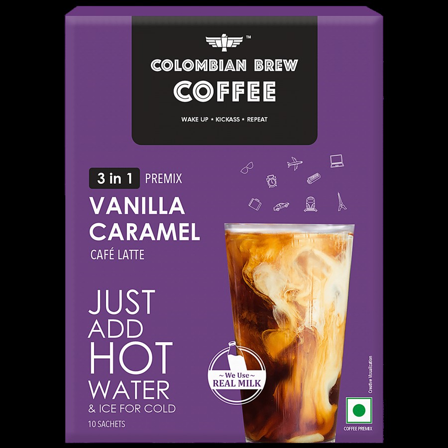 Colombian Brew Coffee 3 In 1 Vanilla Caramel Cafe Latte - Coffee Premix