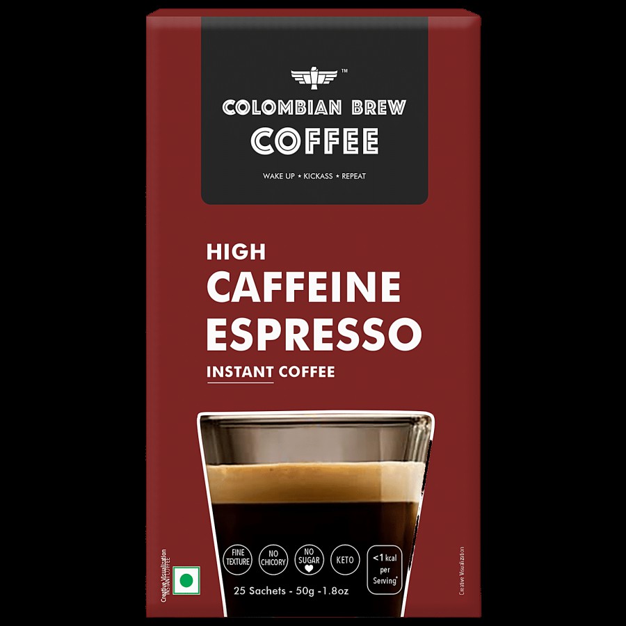 Colombian Brew Coffee High Caffeine Espresso Instant Coffee Powder - Strong