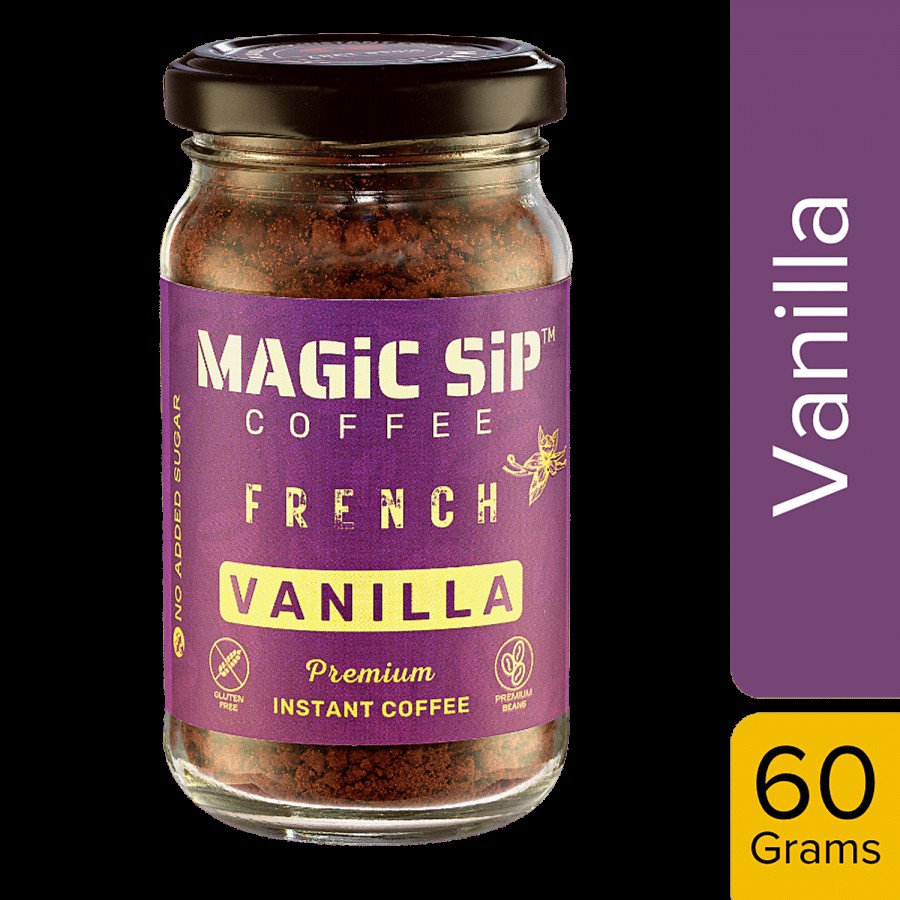 MAGICSIP COFFEE MAGICSIP COFFEE French Vanilla Premium Instant Coffee - No Added Sugar 60 g