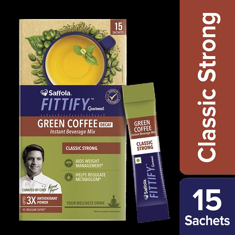 Saffola FITTIFY Gourmet Classic Strong Green Coffee Instant Beverage Mix