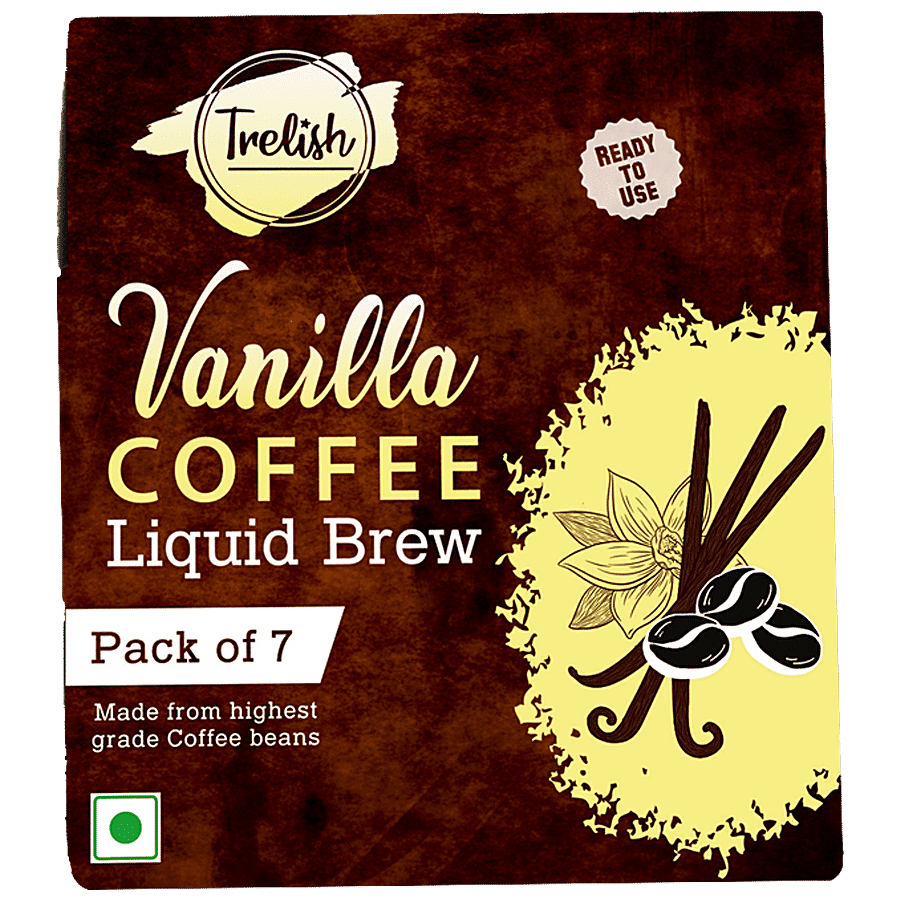 Trelish Vanilla Coffee Liquid Brew - Ready To Use Concoction From Highest Grade Beans & Organic Flavouring