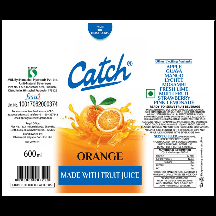 Catch Orange Juice - Made with Fruit Juice