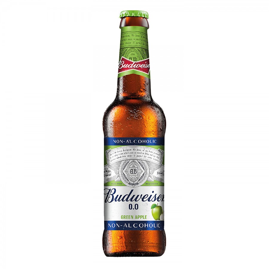 Budweiser 0.0 Non Alcoholic Green Apple Beer - Refreshing Flavour