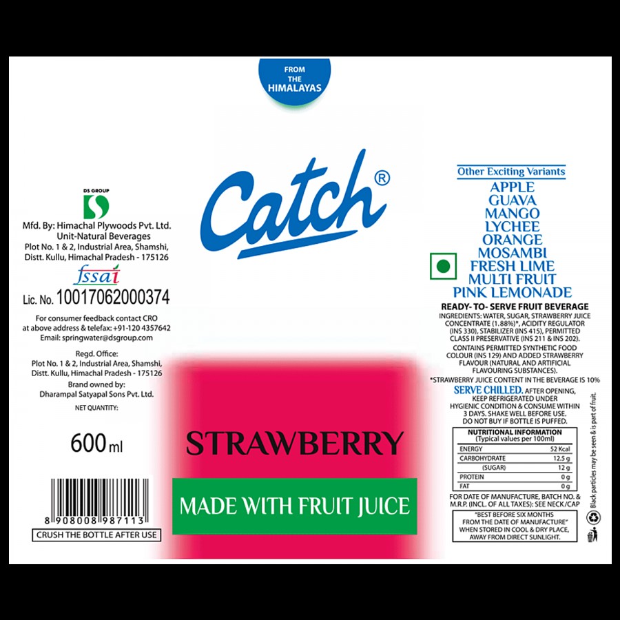 Catch Strawberry Juice - Made with Fruit Juice