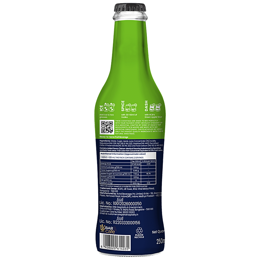 Dash of RCB Green Apple Sour Cocktail Mixer - Non-Alcoholic Fruit Beverage