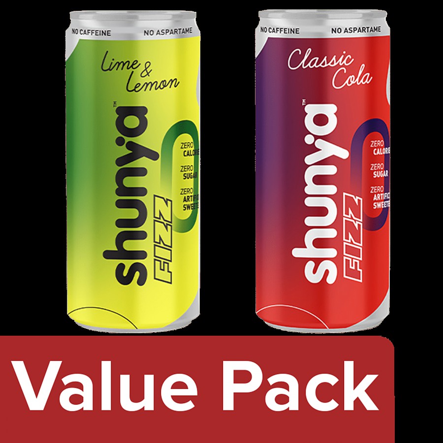 Shunya Fizz - Lime Lemon Classic Cola 300 ml + Fizz - Lime Lemon 300 ml