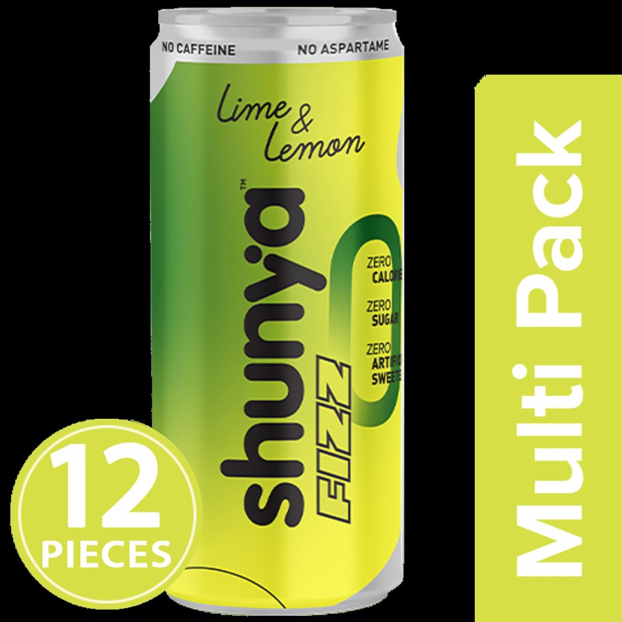 Shunya Fizz Lime & Lemon - Guilt-Free Soft Drink With Zero Sugar & No Preservatives