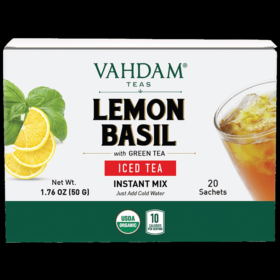 Vahdam Lemon Basil Iced Tea Premix -  100% Organic Himalayan Green Tea