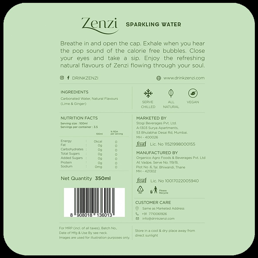 Zenzi Sparkling Water - Lime Ginger