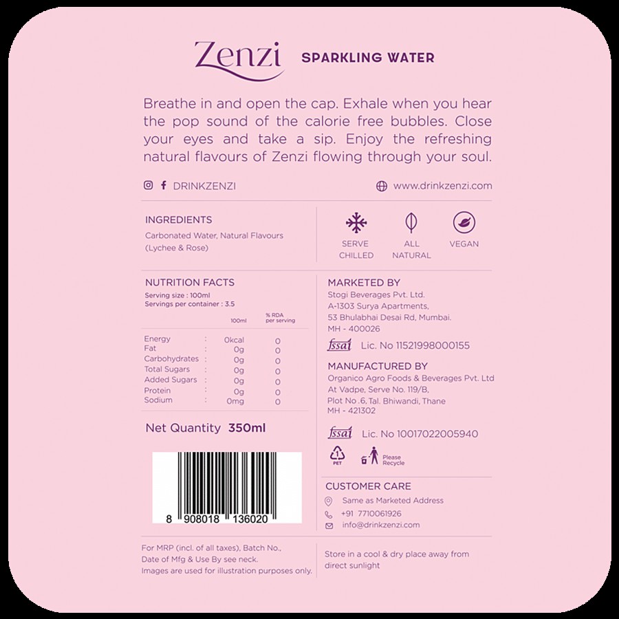 Zenzi Sparkling Water - Lychee Rose