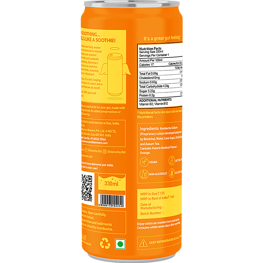 Borecha Orange Kombucha - Probiotic