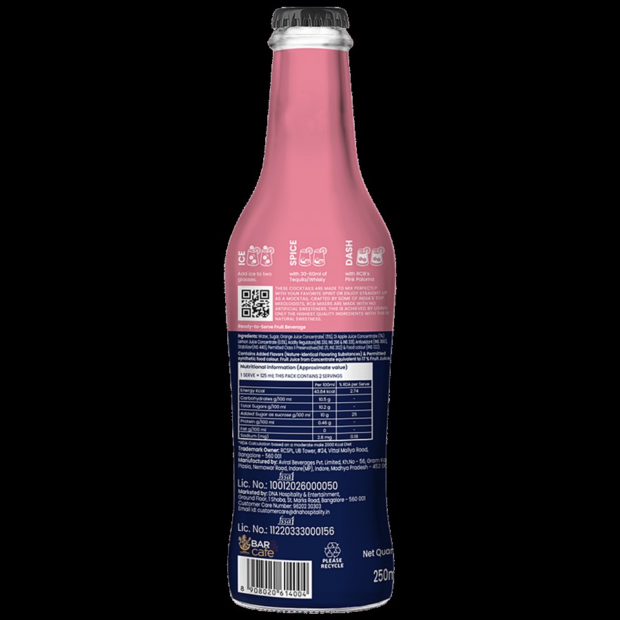 Dash of RCB Pink Paloma Cocktail Mixer - Non-Alcoholic Fruit Beverage