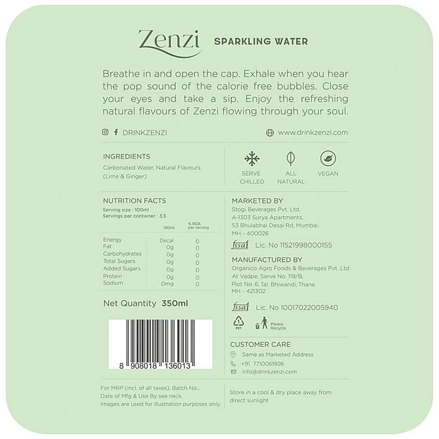 Zenzi Sparkling Water - Lime Ginger