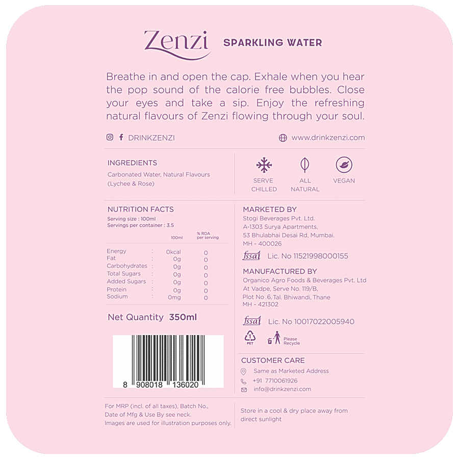 Zenzi Sparkling Water - Lychee Rose