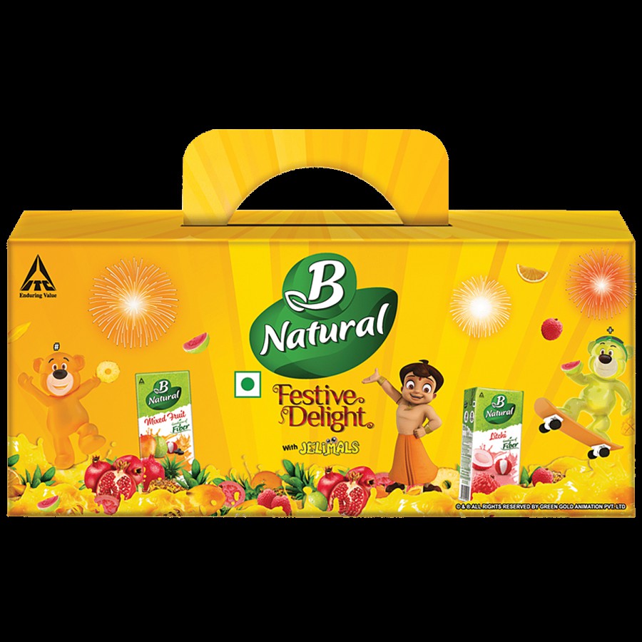 B Natural Festive Delight Kids Gift Pack With Jelimals - Litchi