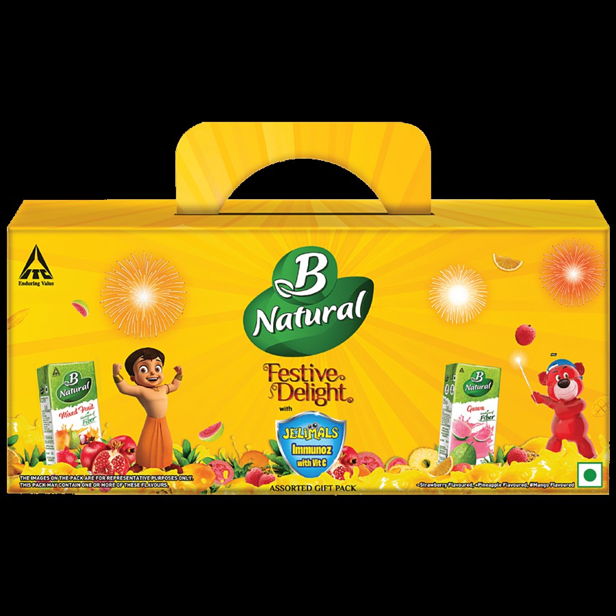 B Natural Festive Delight Kids Gift Pack With Jelimals - Litchi