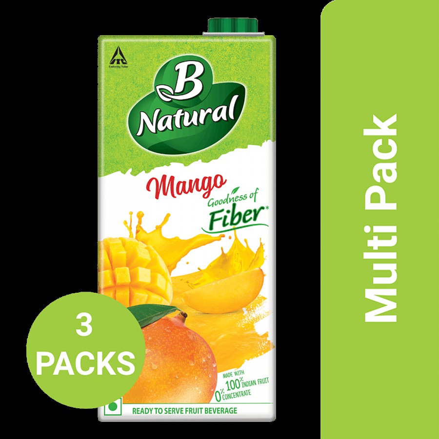 B Natural Mango Juice - Made With 100% Indian Fruit & 0% Concentrate