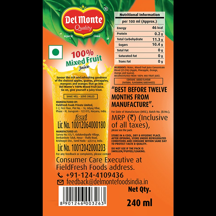 Del Monte  100% Mixed Fruit Juice