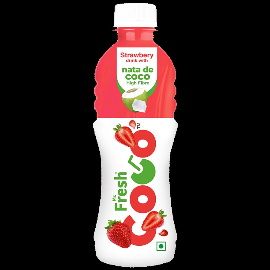 Mr. Fresh Coco Strawberry Drink With Nata De Coco - Refreshing Fruity Beverage