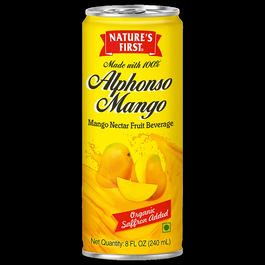 Nature's First Alphonso Mango Nectar Fruit Beverage - Organic Saffron Added