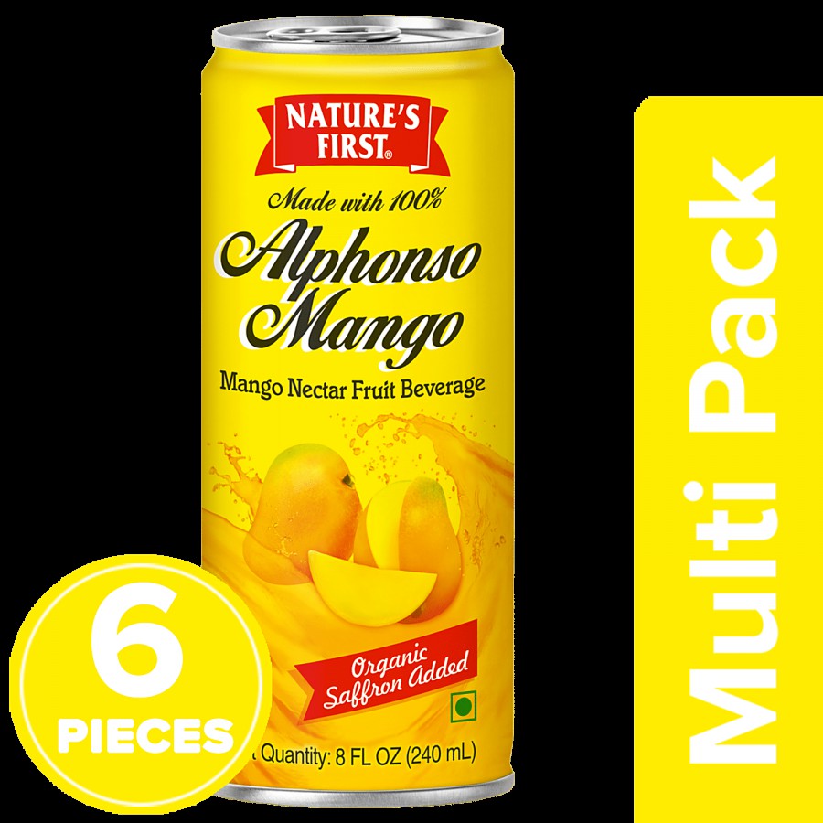 Nature's First Alphonso Mango Nectar Fruit Beverage - Organic Saffron Added