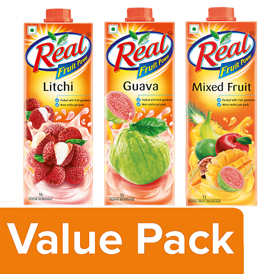 Real Fruit Power Juice Litchi 1 L + Guava/Amrud 1 L + Mixed Fruits 1 L