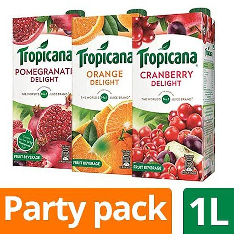 Tropicana Delight Fruit Juice - Cranberry 1 L +  Pomegranate 1 L +  Orange 1 L