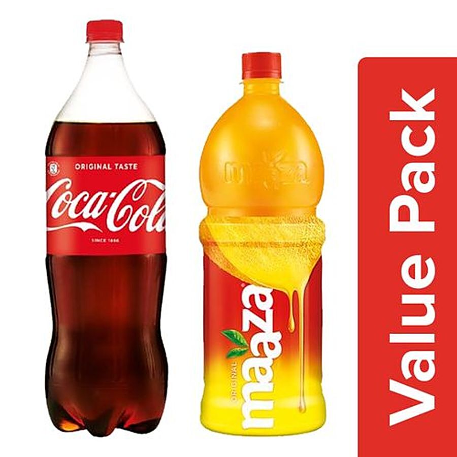 bb Combo Maaza Juice - Mango 1.5 L + Coca Cola Soft Drink 1.75 L Bottle