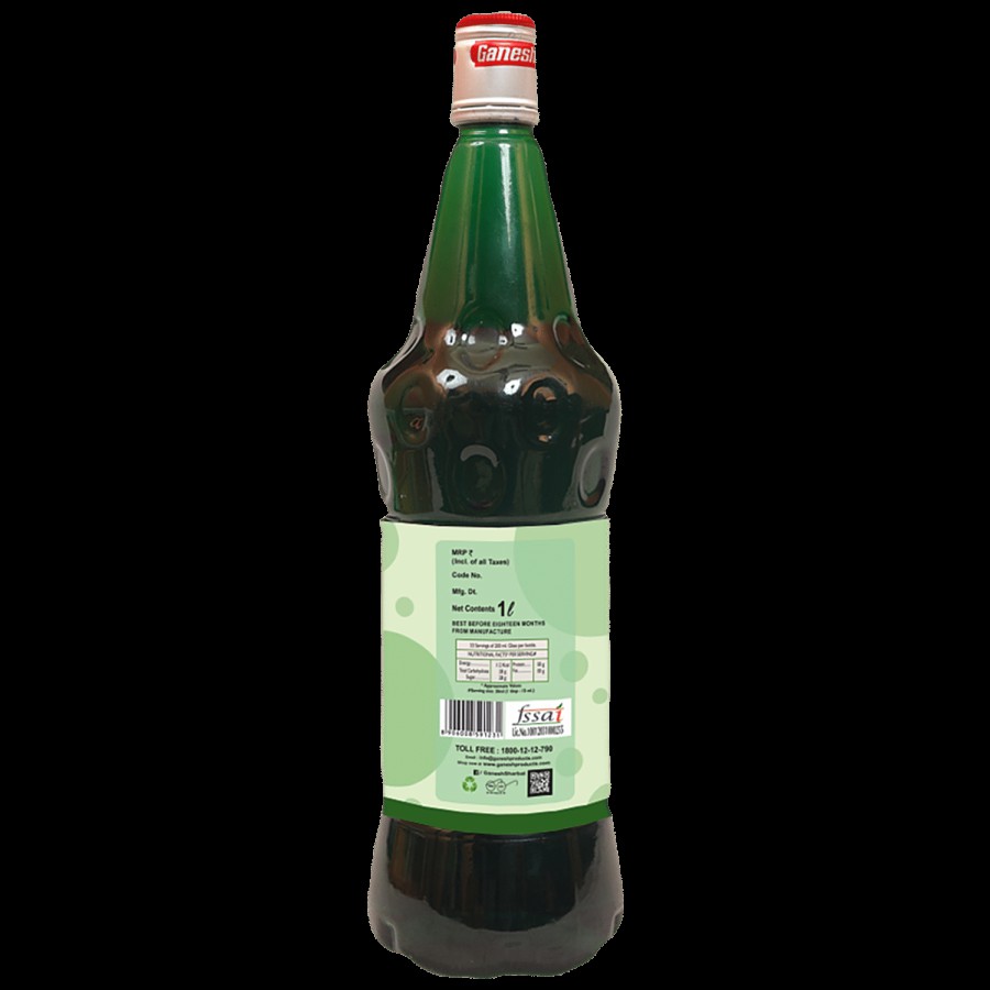 Ganesh Sharbat Green Mint Syrup - Goes With Water Or Soda